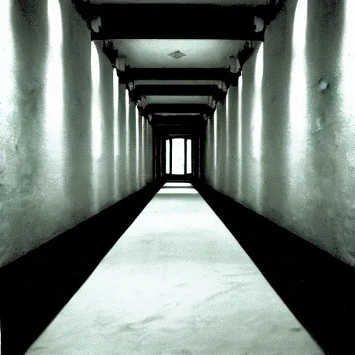 Image similar to Beautiful cameraphone 2005 soft liminal Photograph of an infinite dark hallway pool