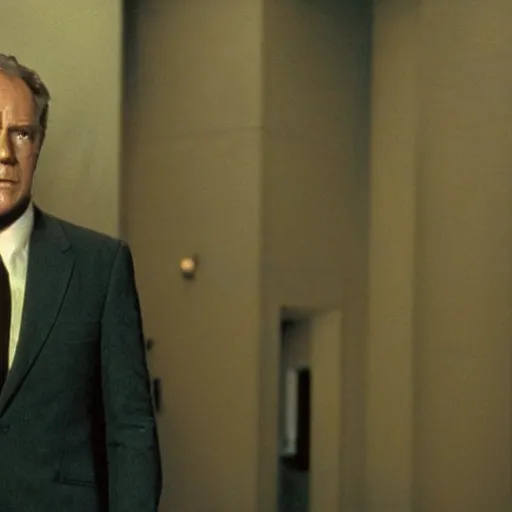 Prompt: an older corporate executive, film still from a ridley scott sci - fi movie, dark and beige atmosphere, dark science fiction from the 1 9 8 0 s