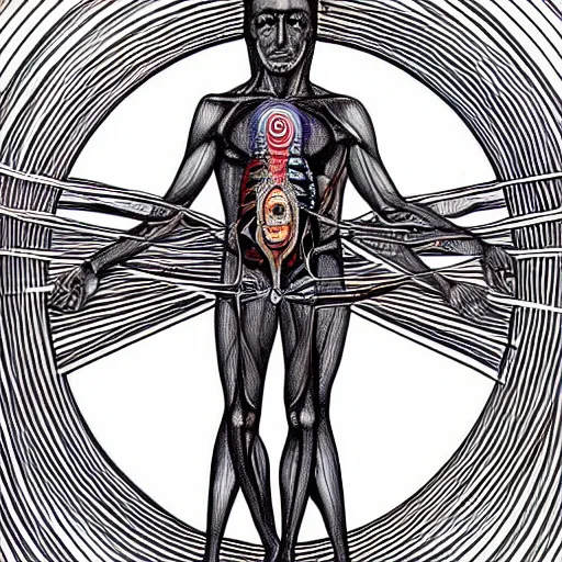 Image similar to The Vitruvian Man by Alex Grey