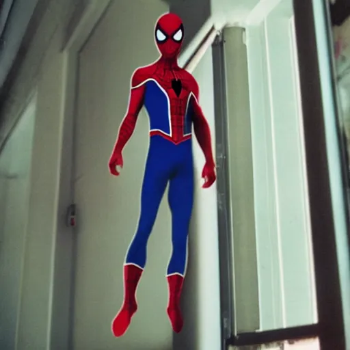 photograph of spider - man hiding in a closet with a, Stable Diffusion