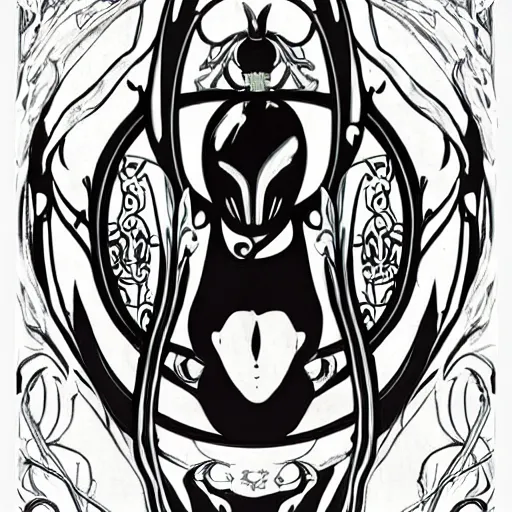 Image similar to Hollow Knight concept art, art nouveau style