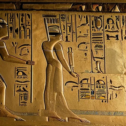 Prompt: ancient Egyptian hieroglyphs depicting a F-15