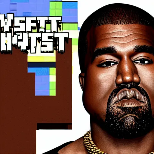 Image similar to kanye west shows everyone his minecraft skin that he made