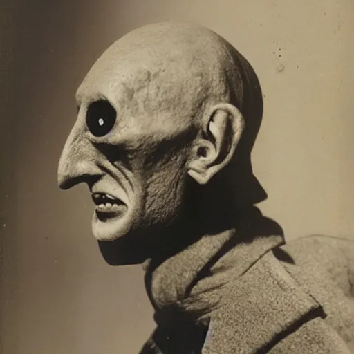 Image similar to photograph of a taxidermied count orlok on display in a museum