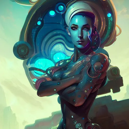 Prompt: a portrait of a beautiful cybernetic mermaid, cyberpunk concept art by pete mohrbacher and wlop and artgerm and josan gonzales, digital art, highly detailed, intricate, sci-fi, sharp focus, Trending on Artstation HQ, deviantart, unreal engine 5, 4K UHD image