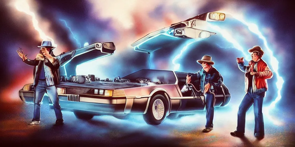 Prompt: back to the future ,digital art, high detail, hyper realistic,