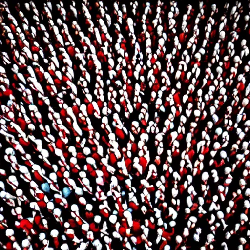 Image similar to hyperrealistic photography of where's wally? by caravaggio wiew from above