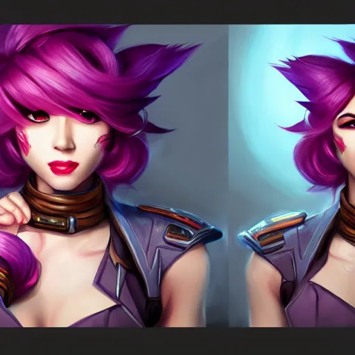 Image similar to portrait of Vi from League of Legends, by Fortiche Studio, by Riot Games, from Netflix's Arcane, trending on artstation,fine details, realistic shaded, fine-face, painted texture, pretty face