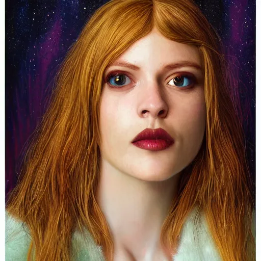 Image similar to hyper - realistic portrait of aurora asknes, 8 k, photo, art by david lachapelle