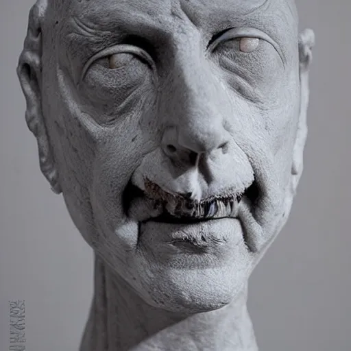 Prompt: surrealism sculpture by enrico ferrarini, division of face