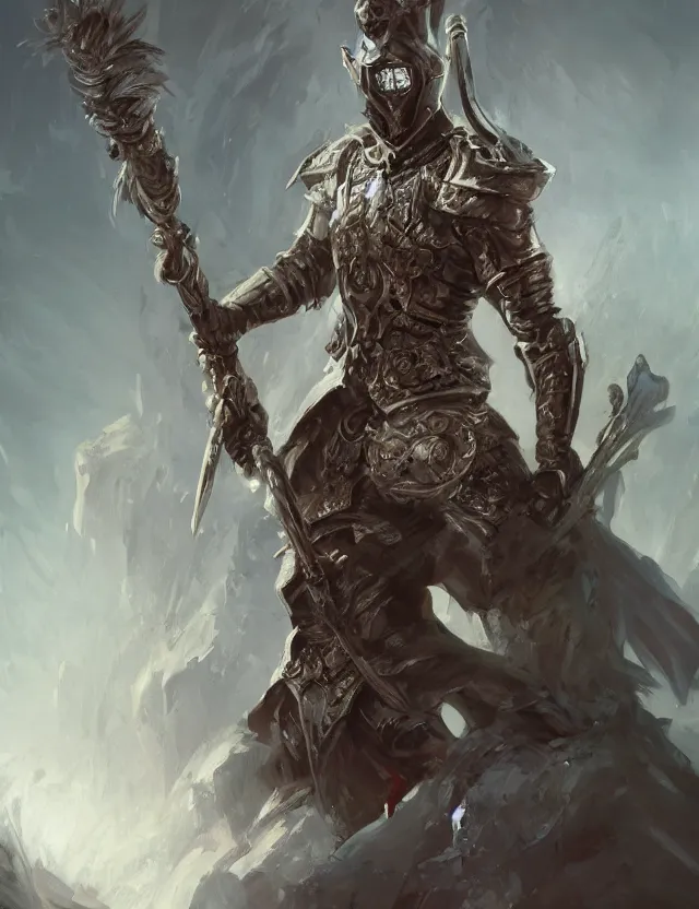 Image similar to an isolated masked warrior in crystalline diamond armour holding a diamond spear, by frank fazetta and peter mohrbacher, trending on artstation, digital art, 4 k resolution, detailed, high quality, hq artwork, coherent, insane detail, concept art, character concept, character full body portrait