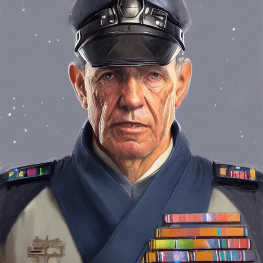 Image similar to portrait of a man by greg rutkowski, old admiral jagged fel, star wars expanded universe, he is about 6 0 years old, wearing uniform of the galactic alliance navy, highly detailed portrait, digital painting, artstation, concept art, smooth, sharp foccus ilustration, artstation hq