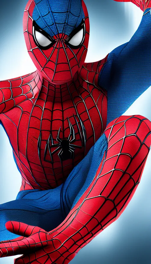 Image similar to hyperealistic spiderman with his mask off looking seductively at the camera, digital art