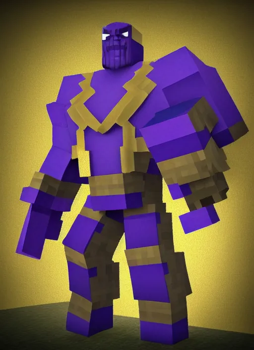 Image similar to realistic thanos in minecraft