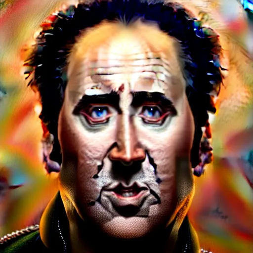 Prompt: a fantasy style portrait painting of nic cage oil painting unreal 5 daz. rpg portrait, extremely detailed artgerm greg rutkowski greg hildebrandt tim hildebrandt