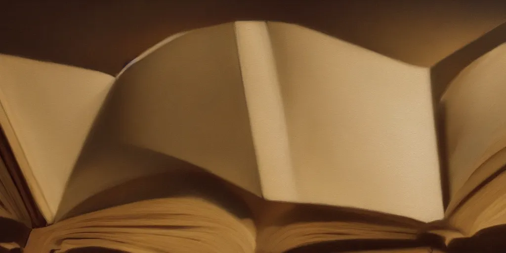 Image similar to an open book, cinematic lighting, detailed oil painting, hyperrealistic, 8k