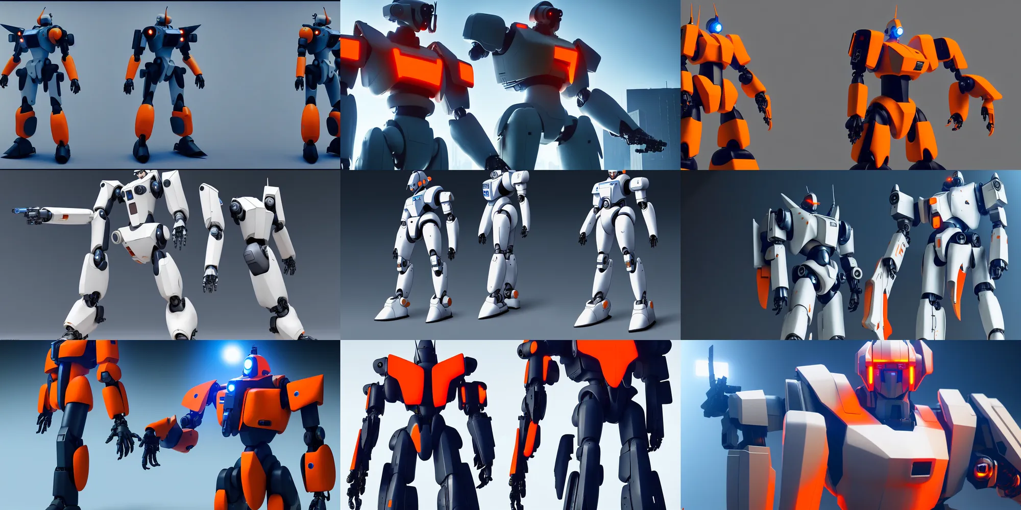 Prompt: cyberpunk concept inspired patlabor mecha, futuristic look, highly detailed body, aerodynamic, photorealistic, bright studio lighting, crisp quality and light reflections, unreal engine 5, orange and blue tones