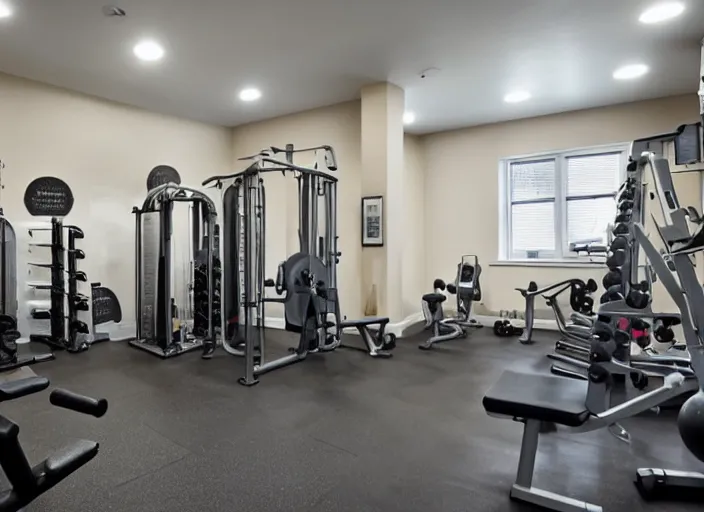 Prompt: Small gym in an apartment building