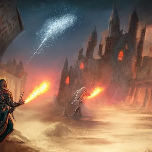 Prompt: meteor seconds before impact in a medieval town, foreboding, people running away, concept art, trending, high detail, high resolution, fantasy, knights