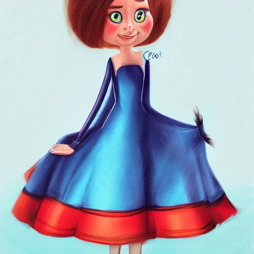 Image similar to concept art portrait of cat wearing dress, pixar, disney