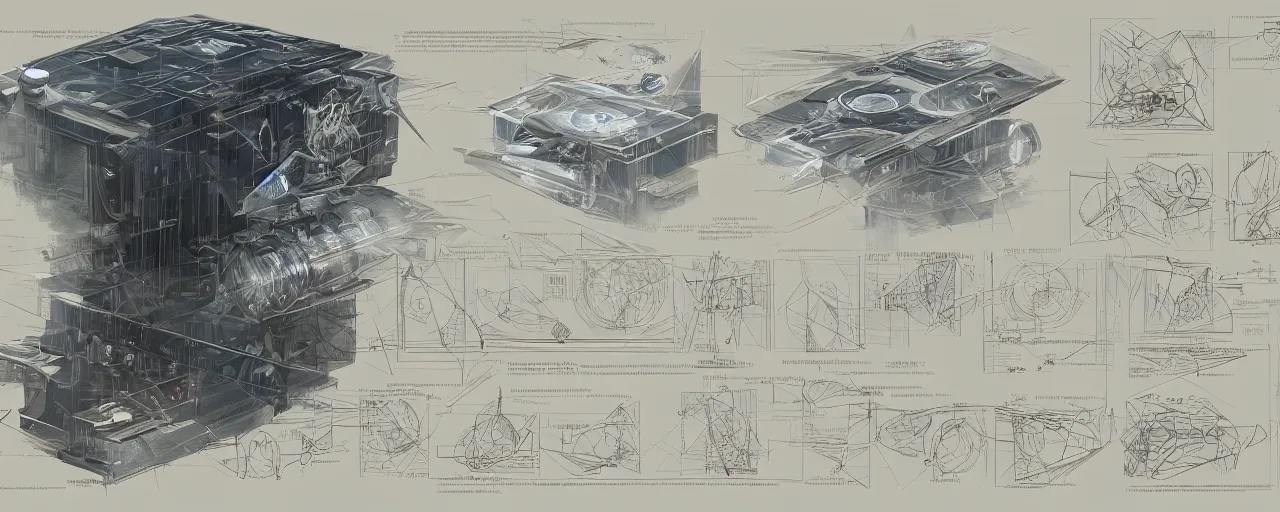 Image similar to stunning schematic diagram of a magic crystal, artbook, page, detailed, cross section, description, material, trending on artstation, cgsociety, Ralph McQuarrie and Greg Rutkowski