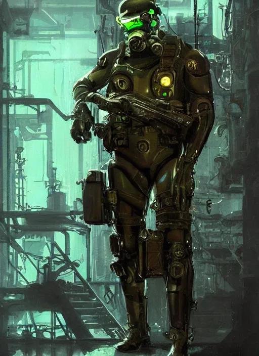 Image similar to Vernon. USN blackops operator infiltrating oil rig. Operator wearing Futuristic cyberpunk tactical wetsuit. Frogtrooper. rb6s, MGS, and splinter cell Concept art by James Gurney, greg rutkowski, and Alphonso Mucha. Vivid color scheme.