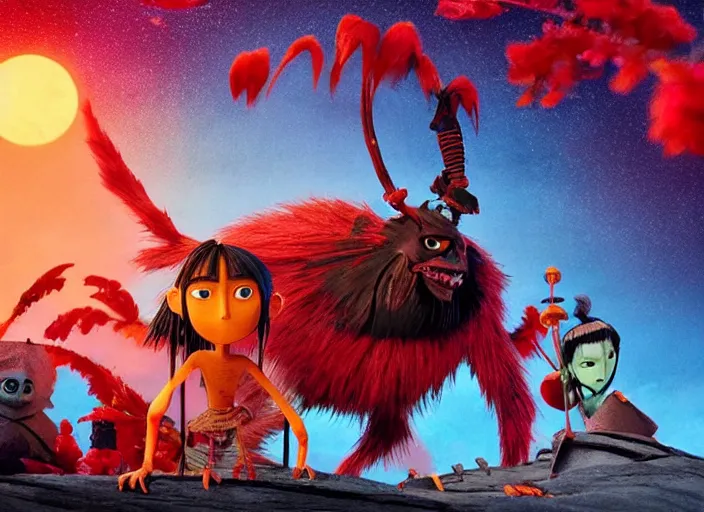 Image similar to A very high resolution image from a new movie, stop motion, Animated film Kubo, Kubo and the Two Strings, directed by wes anderson