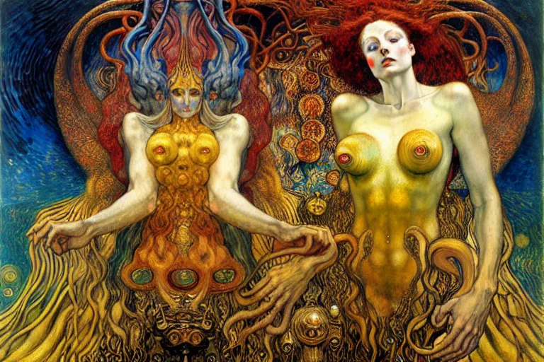 Image similar to Divine Chaos Engine by Karol Bak, Jean Delville, William Blake, Gustav Klimt, and Vincent Van Gogh, symbolist, visionary