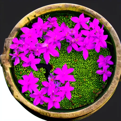 Prompt: a png texture on black background of a bangkok plants flora and flowers in a pot, high resolution, photo, highly detailed, png, alpha map h 7 6 8