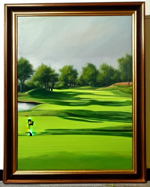 Image similar to oil painting of golf course, oil painting,