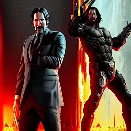 Image similar to john wick in doom eternal