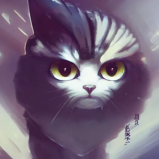 Image similar to A potrait of a cyborg cat with big and cute eyes, fine-face, realistic shaded perfect face, fine details. Very anime style. Realistic shaded lighting poster by Ilya Kuvshinov katsuhiro, magali villeneuve, artgerm, Jeremy Lipkin and Michael Garmash, Rob Rey and Kentarõ Miura style, trending on art station