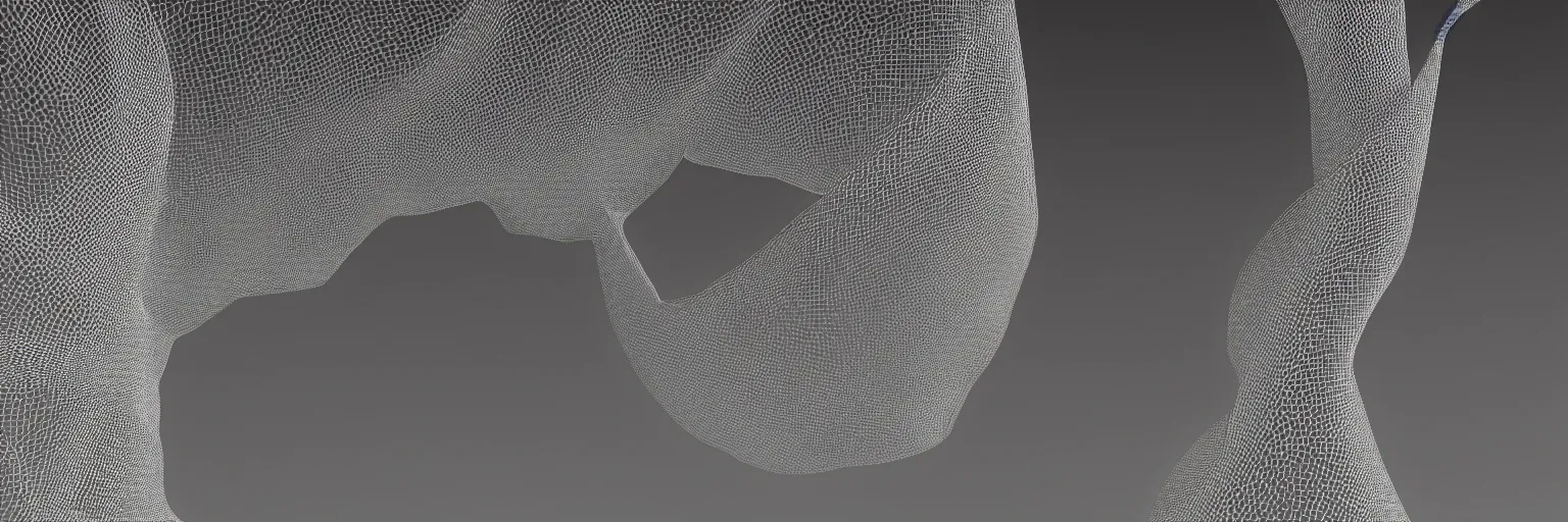 Prompt: dream machine. complex shape. delicate mesh. octane render. 8 k. monochrome. cinematic.