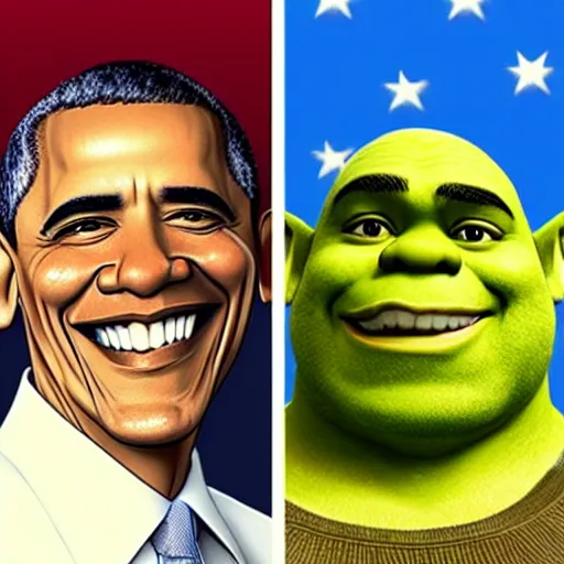 Image similar to obama as shrek