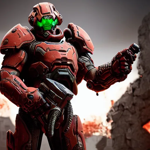 Image similar to doom slayer from doom eternal, photography