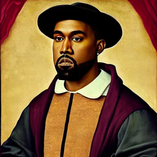 Image similar to A Renaissance portrait painting of Kanye West