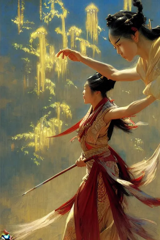 Image similar to wuxia, painting by gaston bussiere, craig mullins, j. c. leyendecker