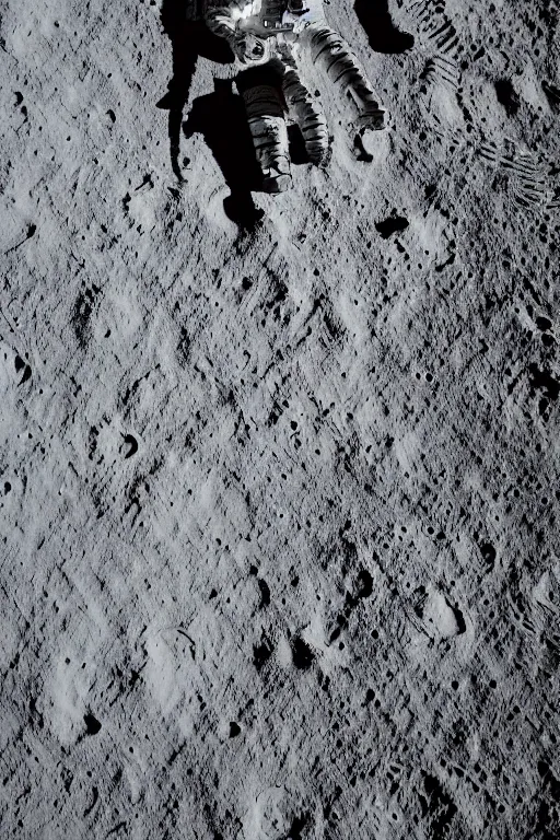 Image similar to a bottom view of an astronaut on the surface of the moon, bottom - view, photography, photo - shot, shooting, cinematic lighting, 8 k