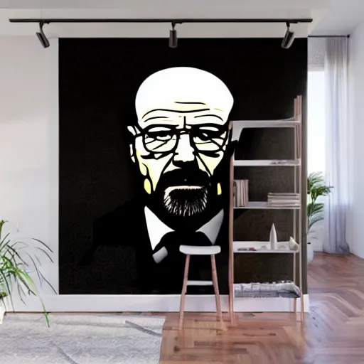 Prompt: Walter White wall mural