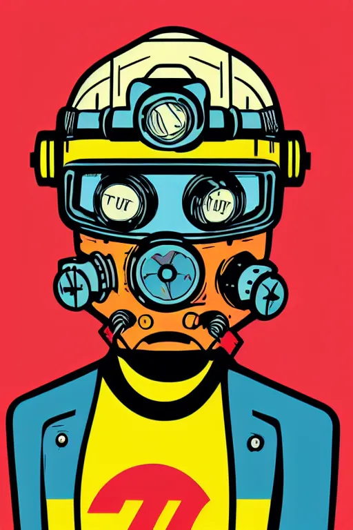 Image similar to fallout 7 6 retro futurist illustration art by butcher billy, sticker, colorful, illustration, highly detailed, simple, smooth and clean vector curves, no jagged lines, vector art, smooth andy warhol style