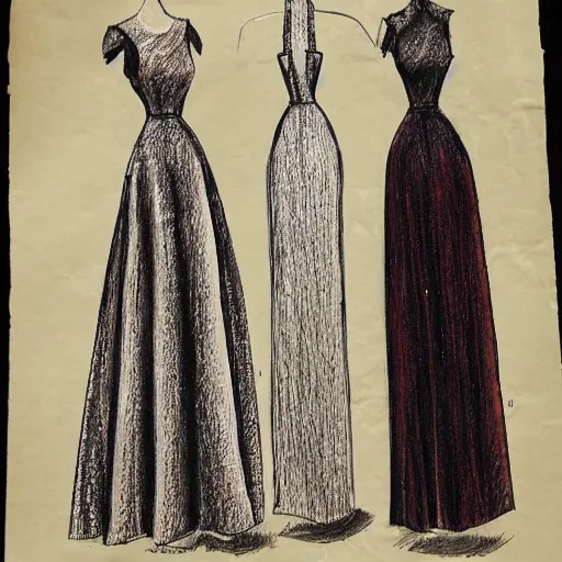Image similar to sketch of dress by famous france designer