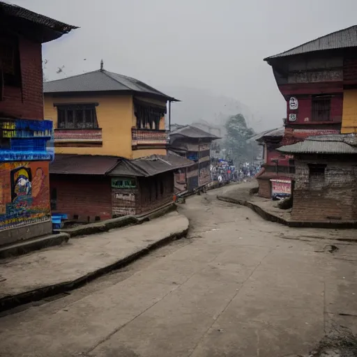 Image similar to nepal, gloomy, dystopian