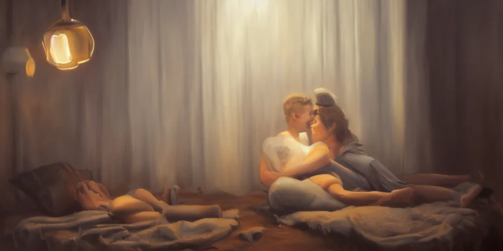 Prompt: love, cinematic lighting, detailed oil painting, hyperrealistic, 8k