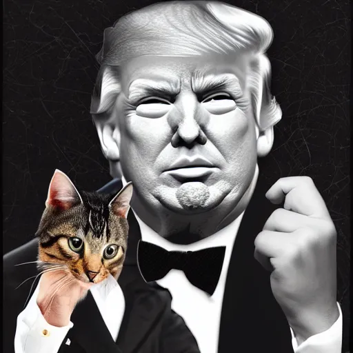 Prompt: mix of donald trump and a cat, portrait, 4 k