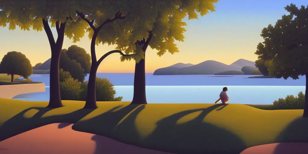 Prompt: dreaming, summer evening, kenton nelson