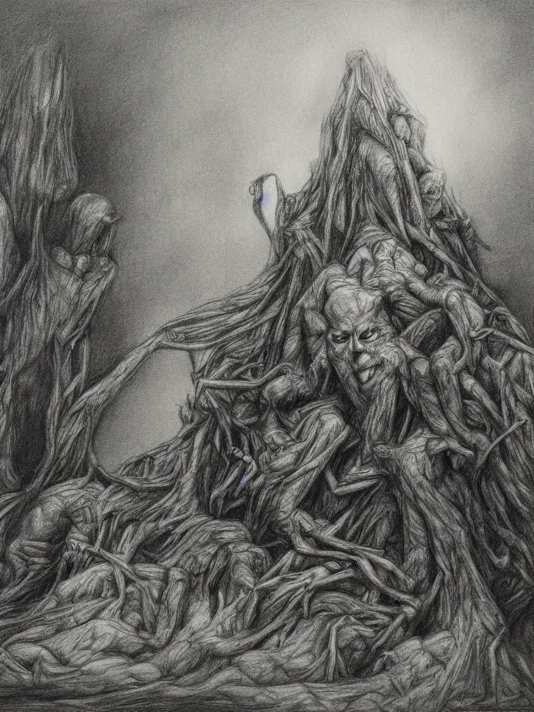 Image similar to inside my nightmares, charcoal detailed drawing, Greg Rutkoski style, Gustave Dore style,