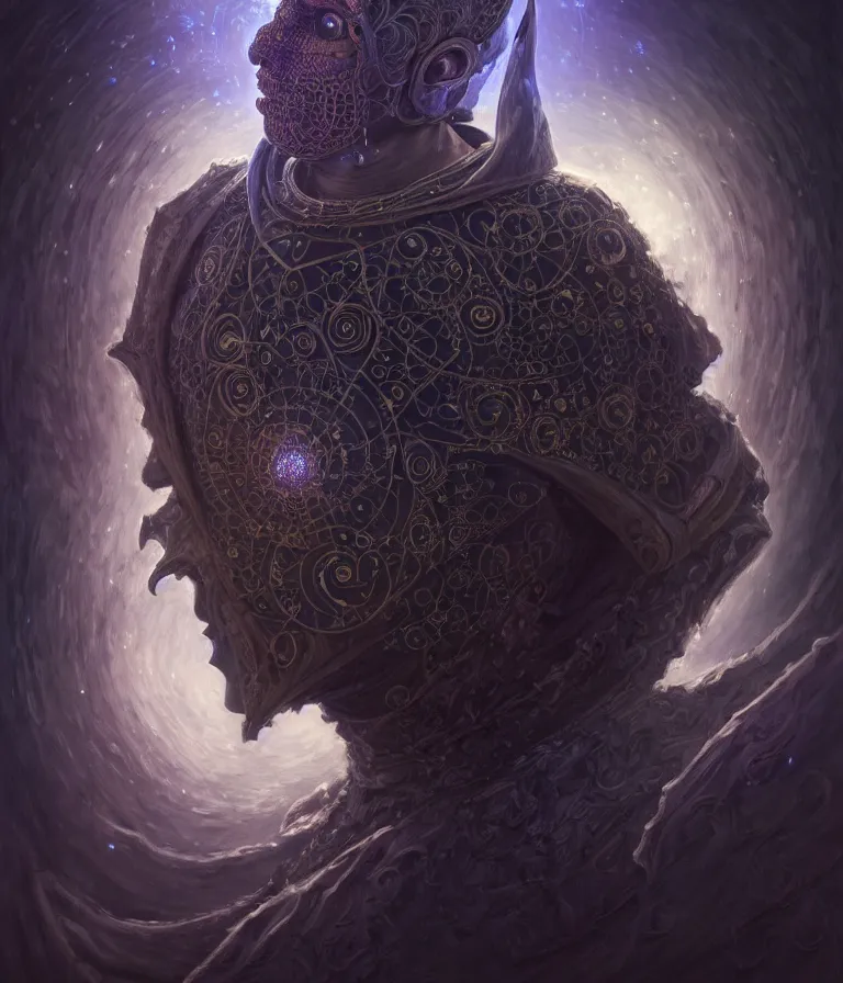 Image similar to front!!! shot of a court jester!!! character, hyperdimensional, bioluminescent hypercubes, dark holography!!!, spectral, chrome, (((intricate))), elegant, highly detailed, centered, (((artstation, concept art, smooth, sharp focus, artgerm, Tomasz Alen Kopera, Peter Mohrbacher, donato giancola, Joseph Christian Leyendecker, WLOP, Boris Vallejo))), mugshot!!!!!, ugly!!!!!!, octane render, nvidia raytracing demo, octane render, nvidia raytracing demo, octane render, nvidia raytracing demo, grainy, muted, 8K, digitalblasphemy, metatron