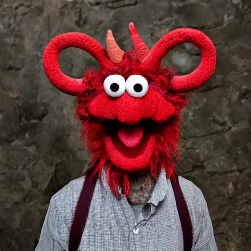 Image similar to satan red horned muppet