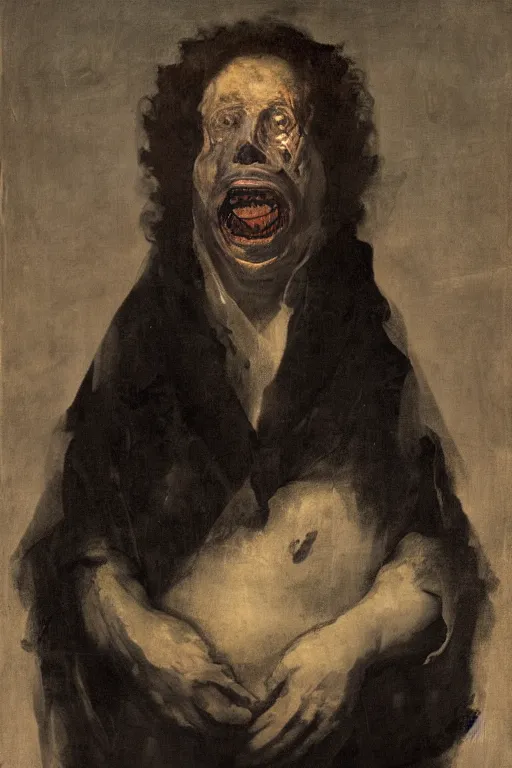 Prompt: mysterious portrait of medici emerging from the dark void, face partially melting like cheese, figure in the darkness of renaissance, Francisco Goya, painted by John Singer Sargant, Adrian Ghenie, style of Francis Bacon, highly detailed, 8k, trending on artstation
