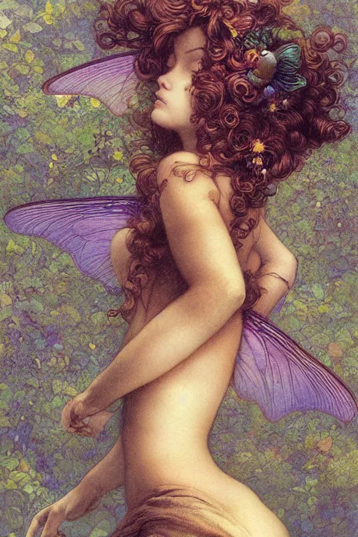 Image similar to a beautiful faerie, golden ratio, detailed, rainbowshift, by jean - baptiste monge, maxfield parrish, artgerm